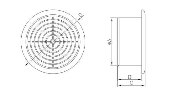 Dimensiuni grila ventilatie Dospel KOS 150
