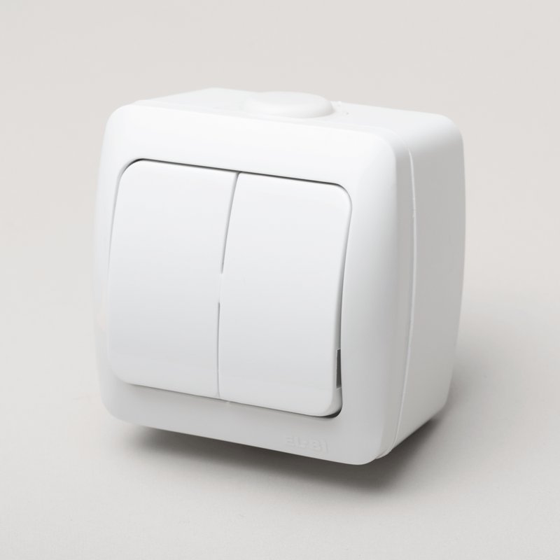 Intrerupator dublu aplicat Elbi Zirve 10A, EL0000448, alb - imagine 3