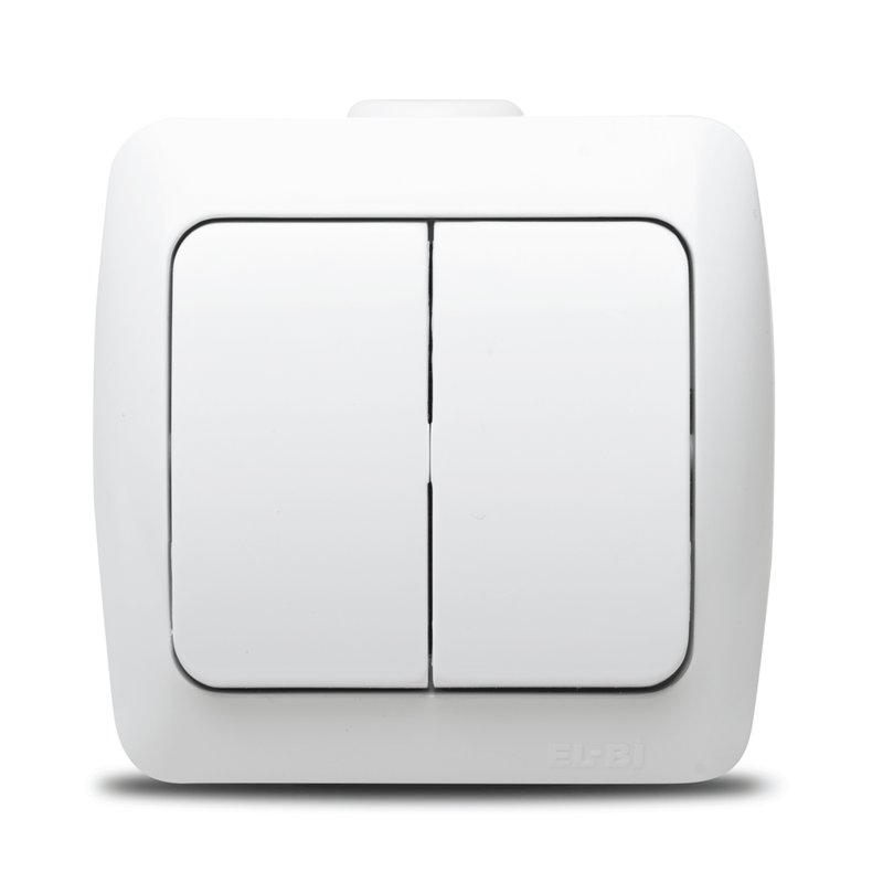 Intrerupator dublu aplicat Elbi Zirve 10A, EL0000448, alb - imagine principală