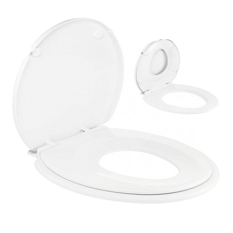 Capac WC din polipropilena, cu adaptor pentru copii, inchidere lenta, 385 x 440 mm, Wirquin Family - imagine principală