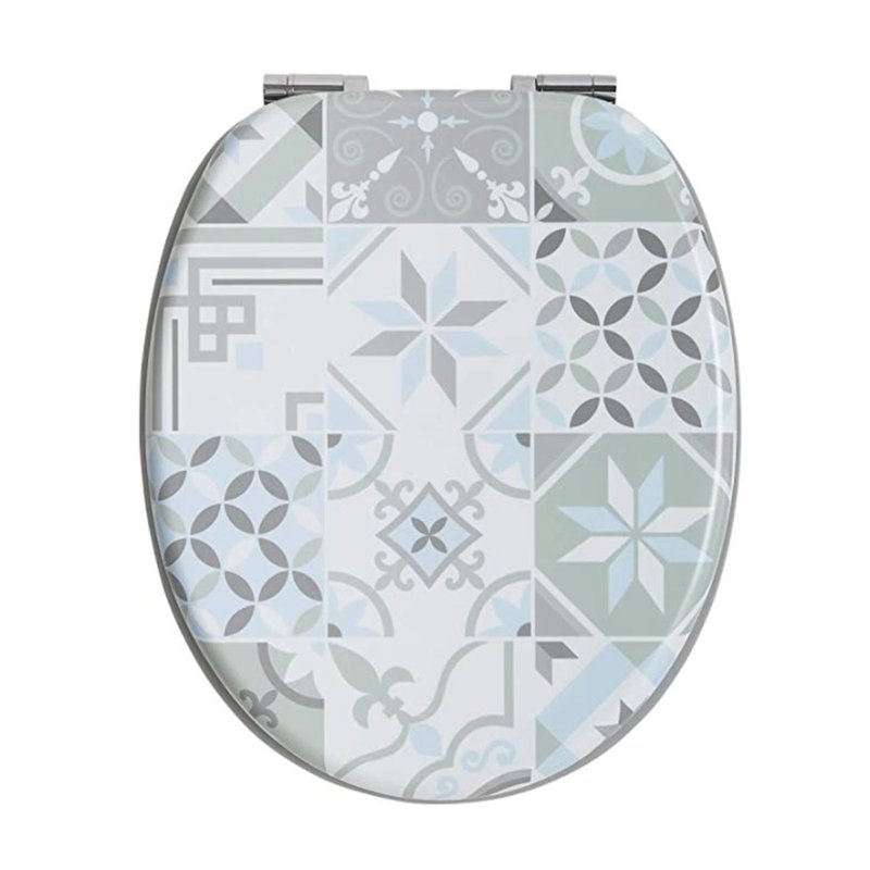 Capac WC Wirquin Deco Tiles, 445 x 375 mm, balamale din otel inoxidabil, inchidere lenta - imagine principală