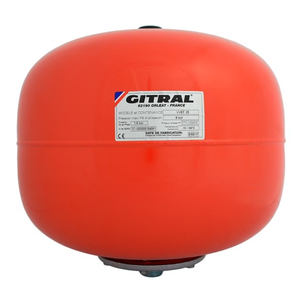 Vas de expansiune 25 litri Gitral VVEF 25 SP, membrana schimbabila, 10 bar, universal - Prompt Service