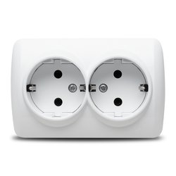 Priza dubla CP PT Elbi Alsu 16A, IP 20, montaj aplicat, EL0000459, alb