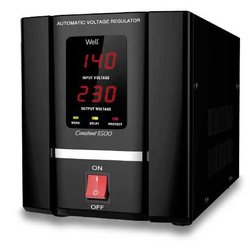 Stabilizator automat de tensiune cu servomotor Well 1500VA, AVR-SRV-CONSTANT1500-WL, Protectie la Tensiune scazuta, Supratensiune, Supraincalzire, Scurt Circuit