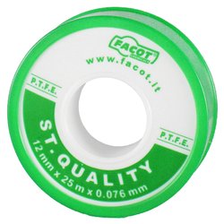 Banda teflon PTFE Facot latime 12 mm, lungime 25 m, grosime 0.076 mm