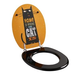 Capac WC Wirquin Woody Cat, 445 x 375 mm, balamale din otel inoxidabil, inchidere lenta, 20722714