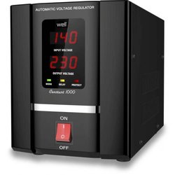 Stabilizator automat de tensiune cu servomotor Well 500VA, AVR-SRV-CONSTANT500-WL Protectie la Tensiune scazuta, Supratensiune, Supraincalzire, Scurt Circuit