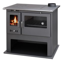 Soba pe lemn cu plita si cuptor Victoria 05 Viki Lux 10.5 kW, clasa A, gri grafit