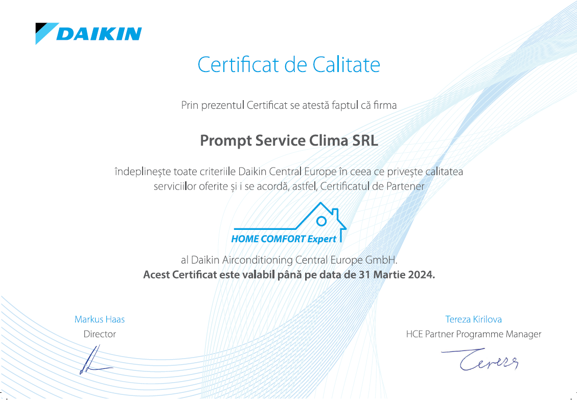 Certificat HCE Daikin