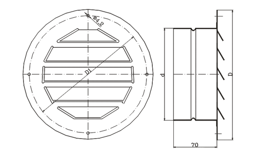 Dimensiuni grila ventilatie rotativa cu plasa alba Dospel