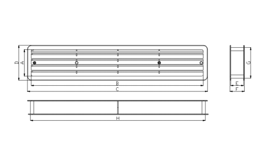 Dimensiuni grila ventilatie Dospel KD 70x450