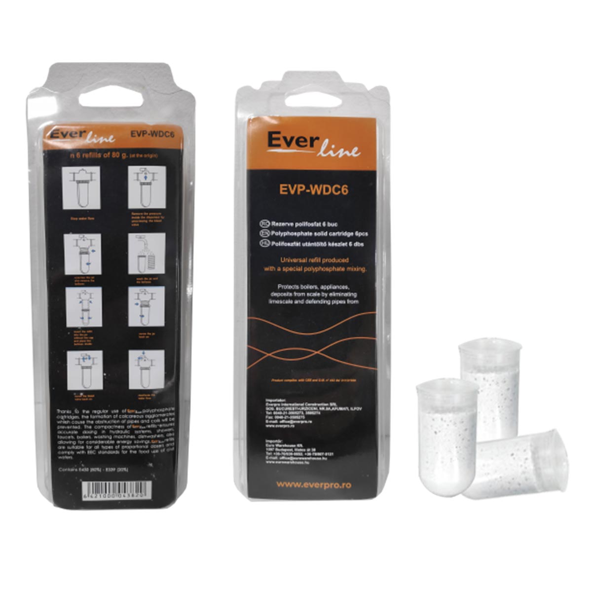 Rezerve de polifosfat pentru filtru Everline, 6 bucati, EVP-WDC6