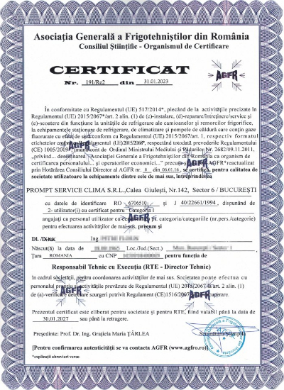 Certificat Certificat AGFR - RTE - Director Tehnic