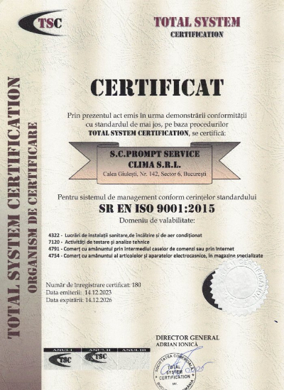 Certificat ISO 9001