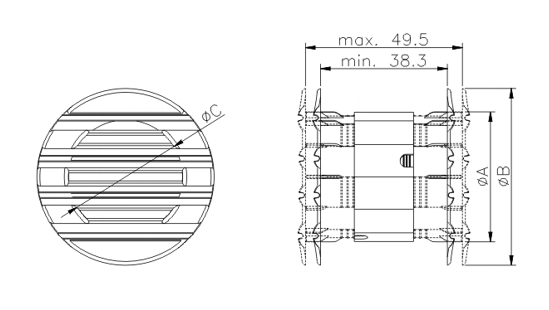 Dimensiuni grila ventilatie Dospel RD 40