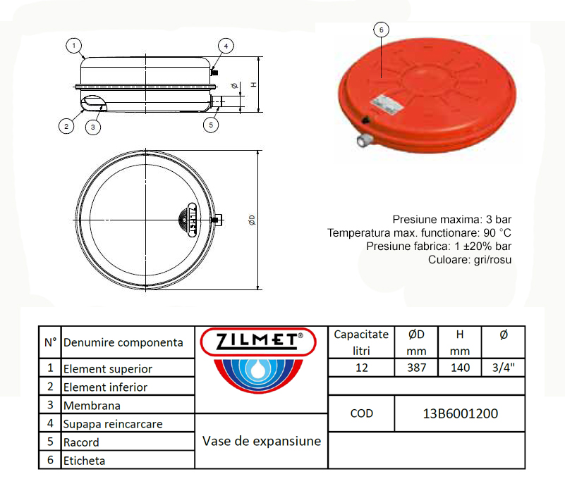 Dimensiuni Zilmet 13B6001200