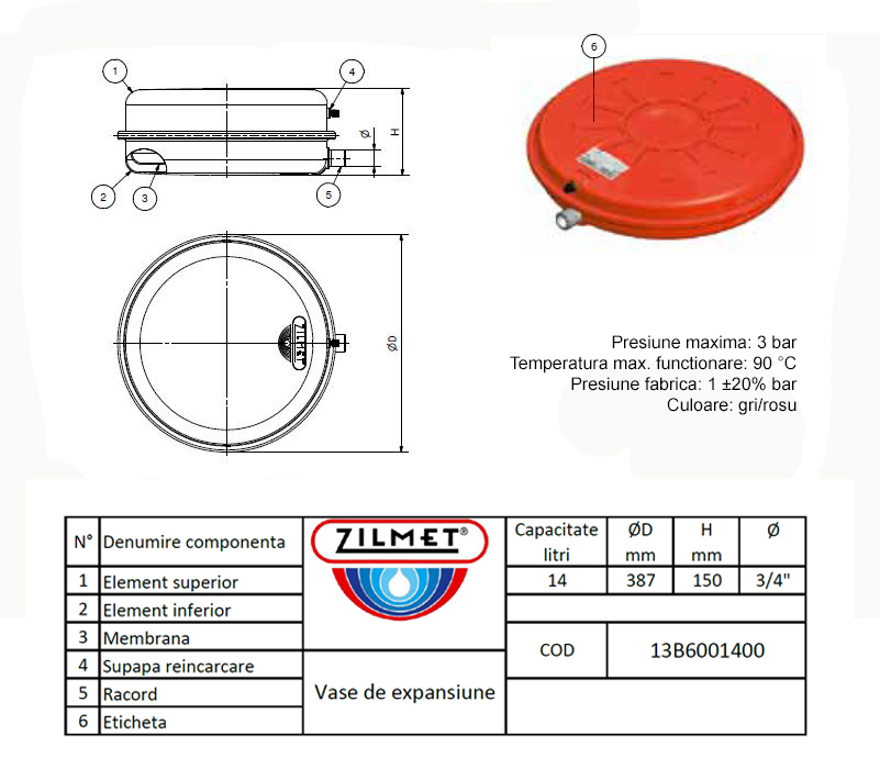 Dimensiuni Zilmet 13B6001400