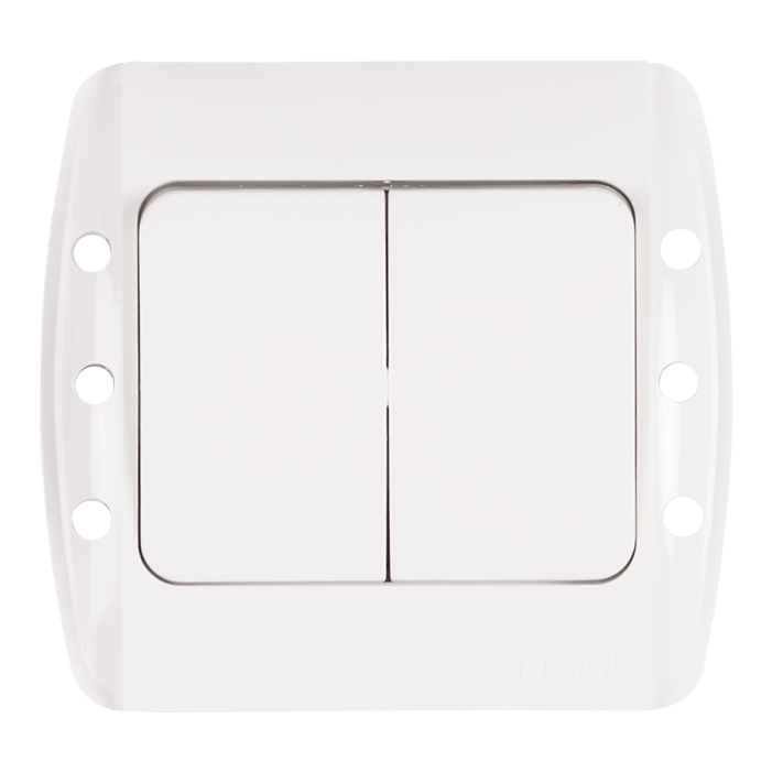 Intrerupator dublu incastrat Elbi Zirve 10A, EL0000041, alb