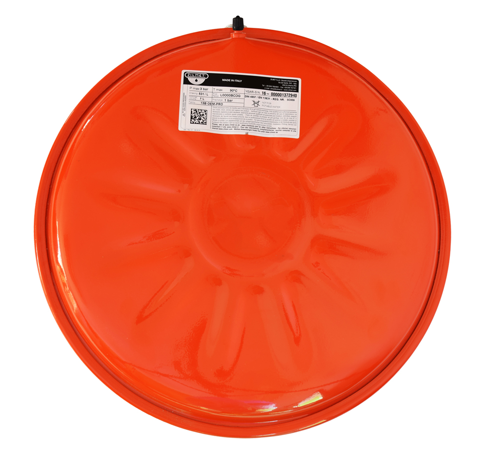 Vas de expansiune 7 litri Zilmet, diametru 387 mm, grosime 90 mm, racord 3/4", membrana fixa, 3 bar - Prompt Service