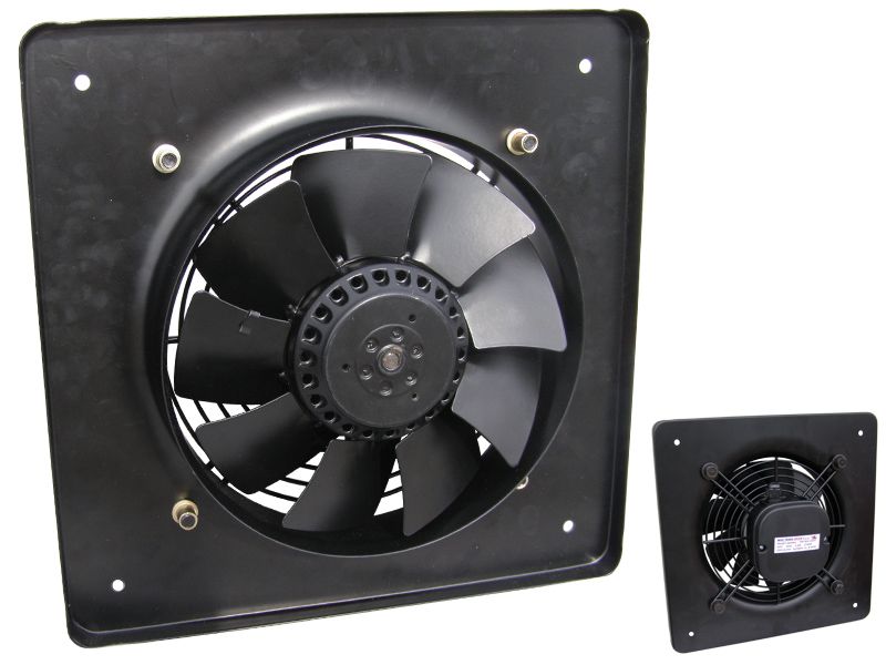 Ventilator axial cu placa patrata YWF-B4E-400B, diametru 400 mm, 220V, exhaustare aer din interior in exterior