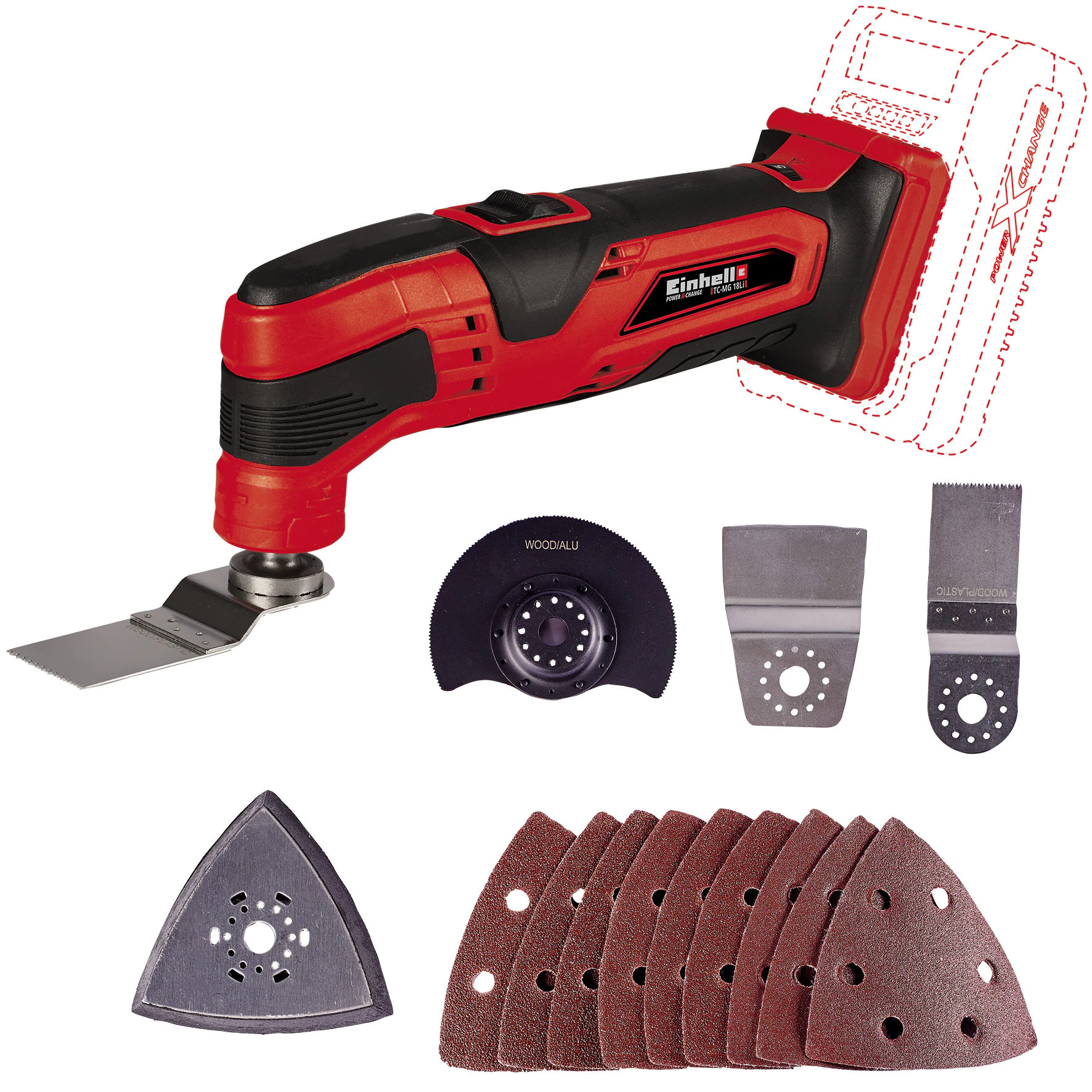 Unealta multifunctionala Einhell TC-MG 18 Li-Solo, slefuire, decupare, fara acumulator, 4465170