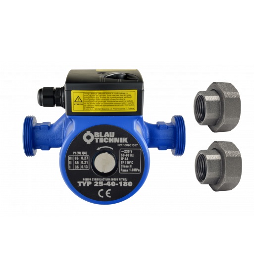 Pompa de circulatie apa potabila Blautechnik  25-60-180, racorduri incluse, inaltime maxima pompare 6 m - Prompt Service