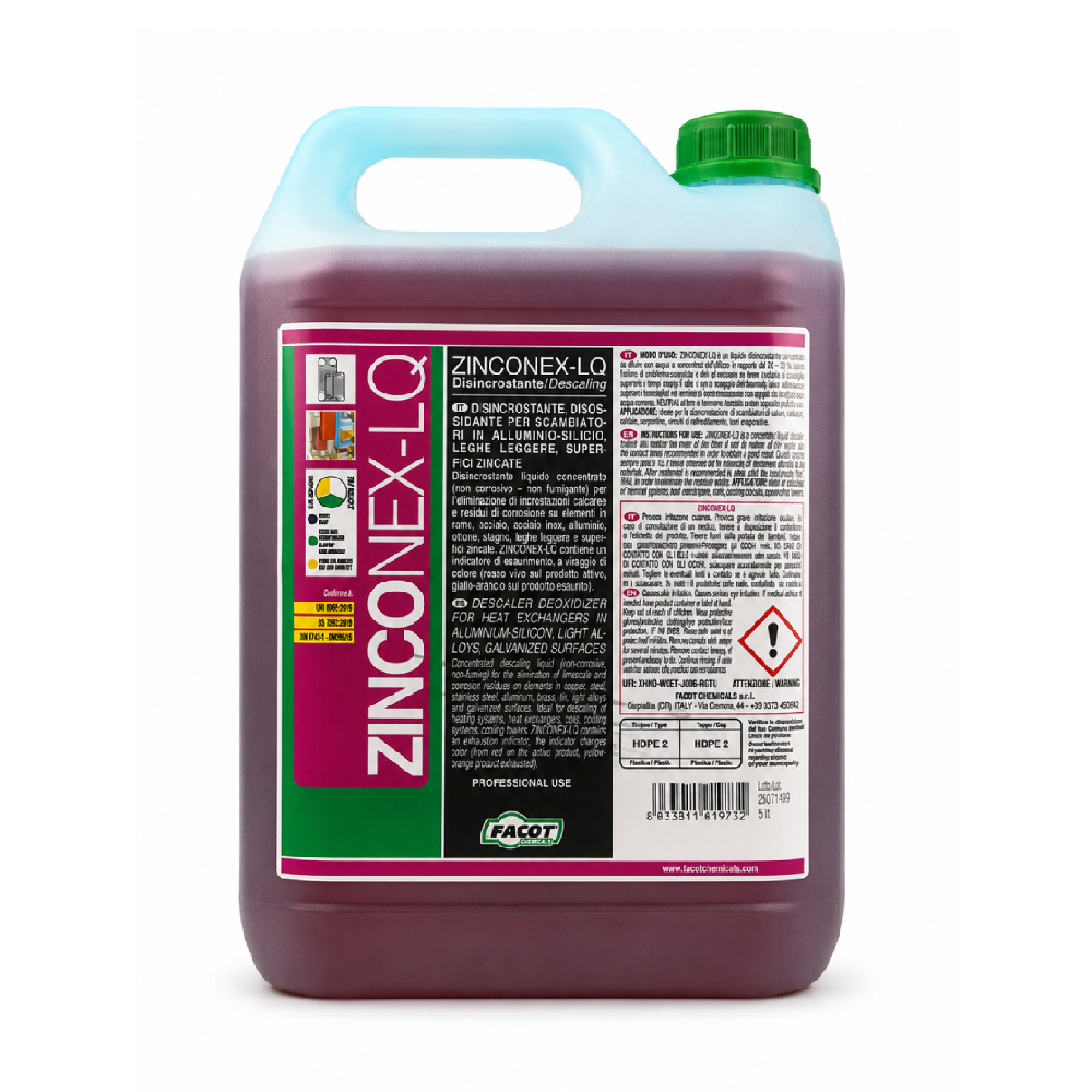 Solutie anticoroziva pentru curatat schimbatoare caldura si instalatii sanitare Facot ZINCONEX-LQ, 5 Litri - Prompt Service