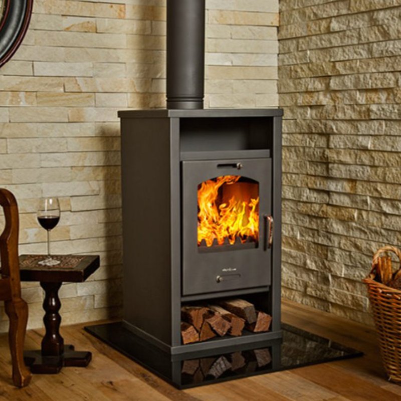 Soba pe lemne tip centrala termica Victoria Deluxe B*, capacitate 12 kW, clasa A, eficienta 73%, racordare la calorifere, culoare negru - imagine 3