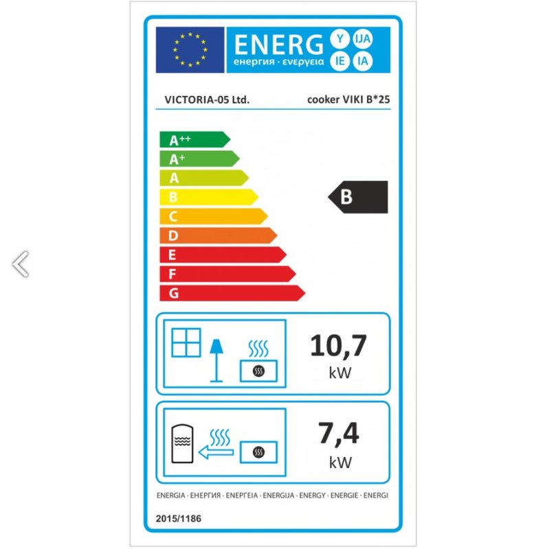 Soba cu plita pe lemne Victoria Viki B, capacitate 10.7 kW, clasa B, cuptor, culoare gri - imagine 2