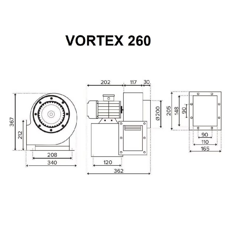 Ventilator Venteurope VORTEX 260 4KML, radial de tubulatura