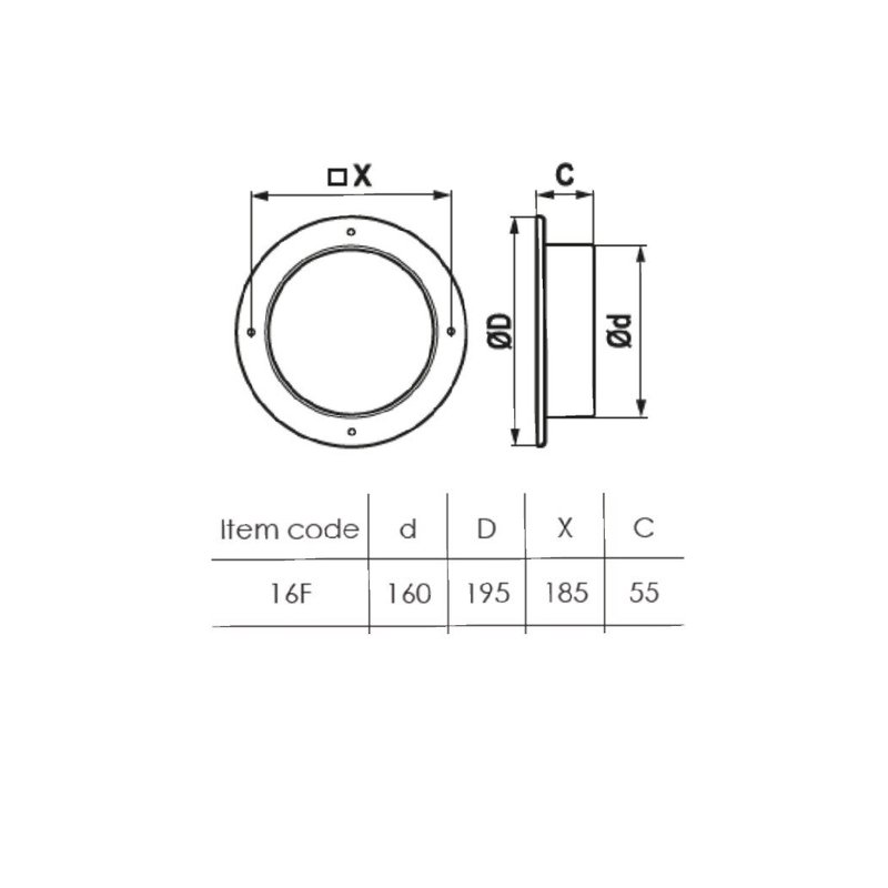 Flansa PVC Venteurope 16F, D160