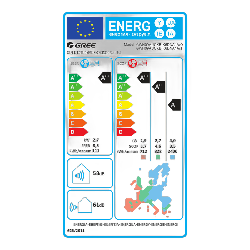 Aparat aer conditionat Gree Clivia 9000 BTU, GWH09AUCXB-K6DNA1A