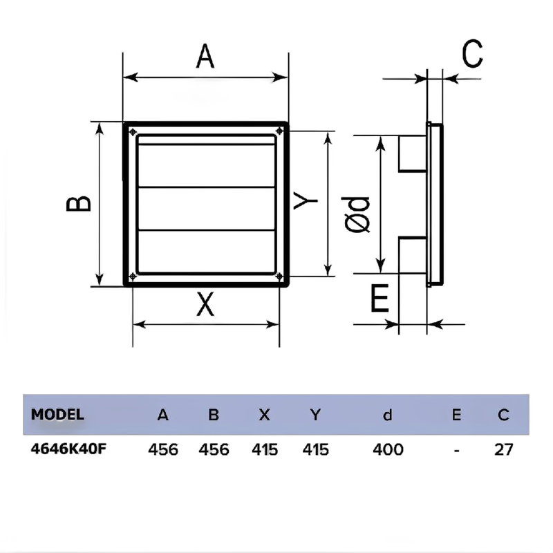 Grila gravitationala Venteurope 4646K40F GRAY, gri, ABS