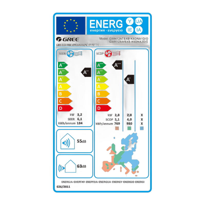 Aparat aer conditionat Gree KRYA 12000 BTU, GWH12AWBXB-K6DNA2D - certificat energetic