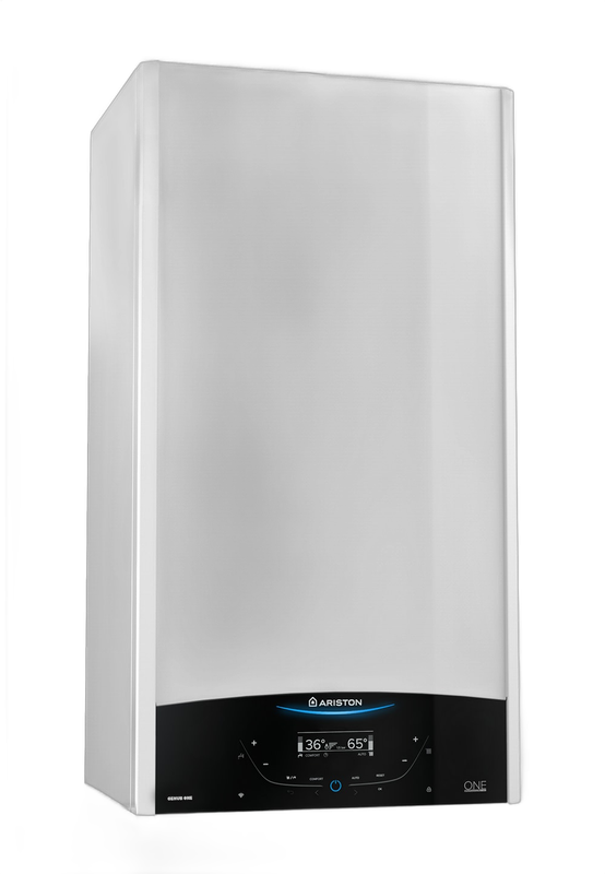 Centrala termica in condensare Ariston GENUS ONE SYSTEM 24, capacitate 24 kW, afisaj LCD, doar incalzire, Functie AUTO, Silentioasa - imagine principală