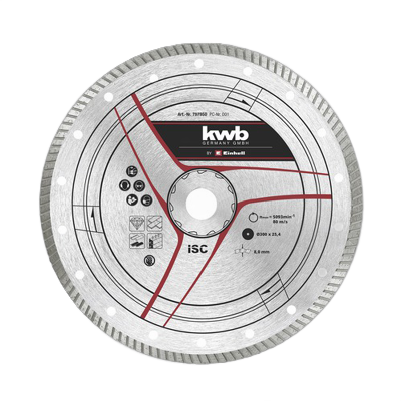 Disc diamantat diametru 300 x 25,4 mm, pentru taiat piatra si marmura, KWB - imagine principală