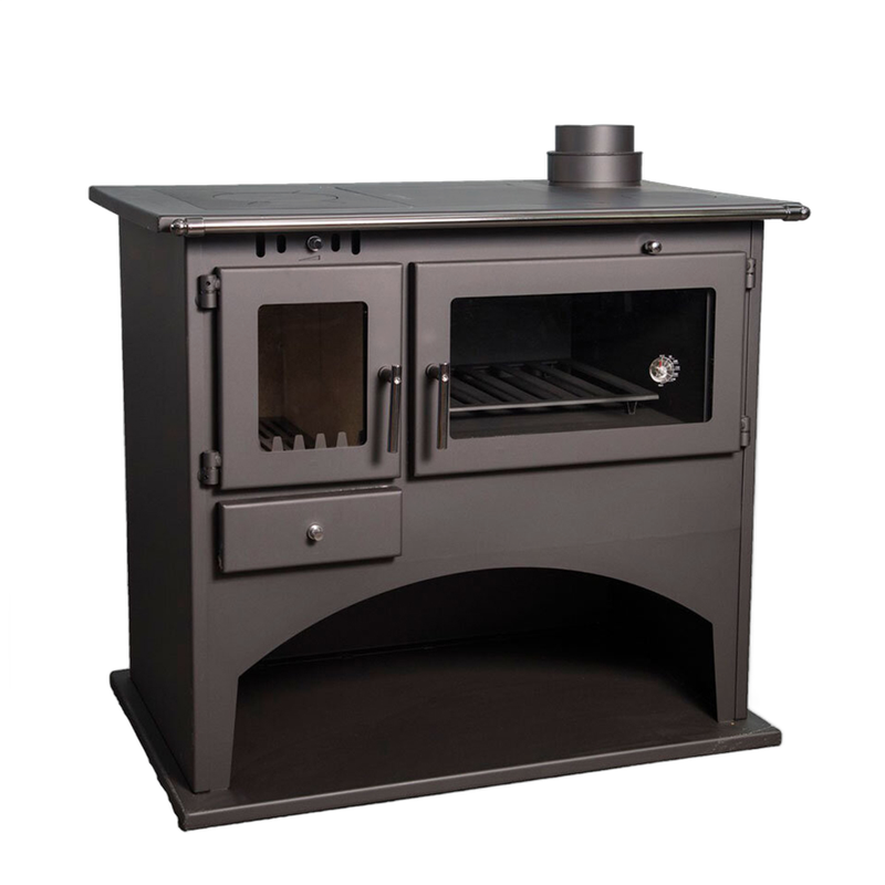 Soba pe lemn cu plita de gatit si cuptor, Victoria 05 Viki 10.5 kW, clasa A, gri grafit - imagine principală