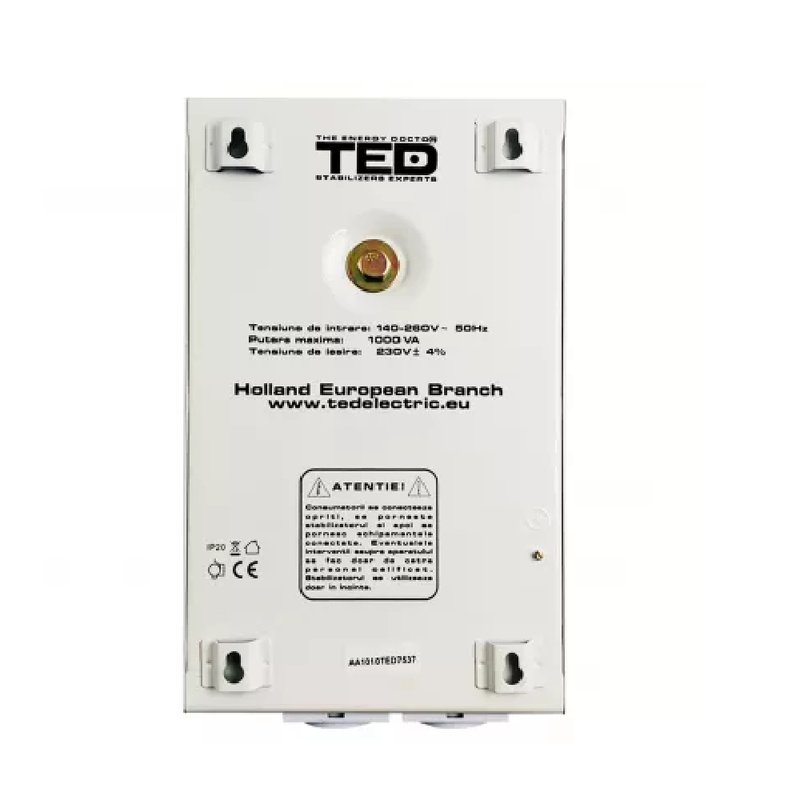 Stabilizator retea maxim 1000 VA, LCD, 2 iesiri schuko TED1000WALL imag