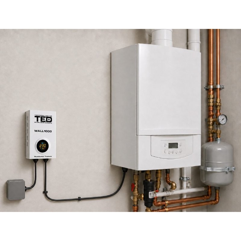 Stabilizator retea maxim 1000 VA, LCD, 2 iesiri schuko TED1000WALL imag 3