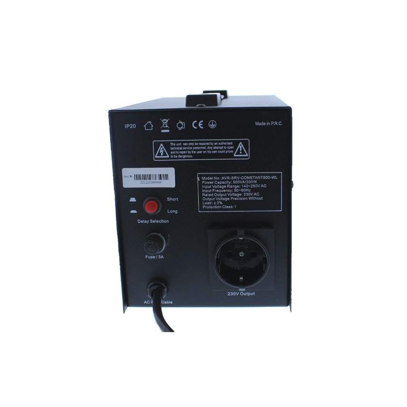 Stabilizator automat de tensiune cu servomotor Well 500VA/300W, AVR-SRV-CONSTANT500-WL Protectie la Tensiune scazuta, Supratensiune, Supraincalzire, Scurt Circuit 1