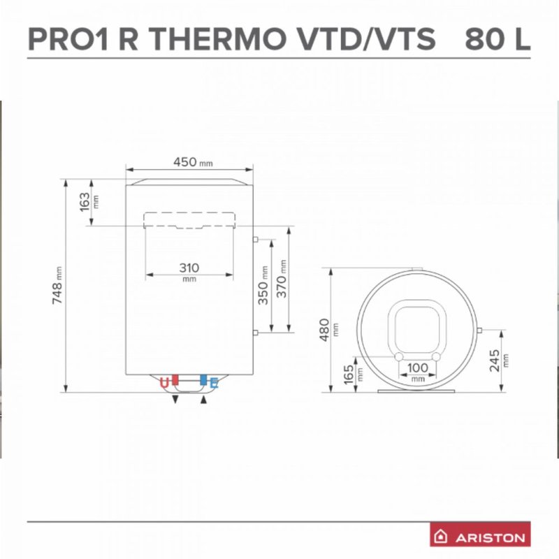 Boiler termoelectric 80 l Ariston Pro1 R 80 VTS 1,8K EU, clasa ErP C, 3201914 3
