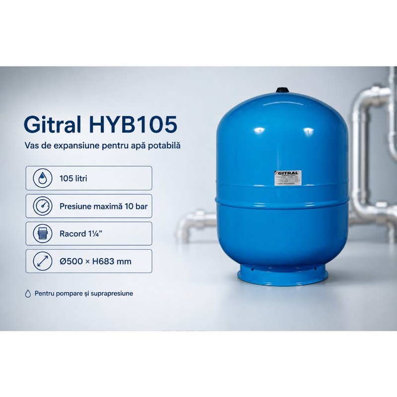 Vas expansiune 105 litri Gitral HYB105, hidrofor, apa potabila, 11A0010517 3