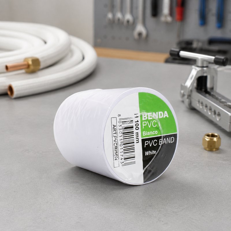 Banda matisat aer conditionat PVC alba neadeziva Facot, latime 10 cm x 25 m, PVCBI25N 1