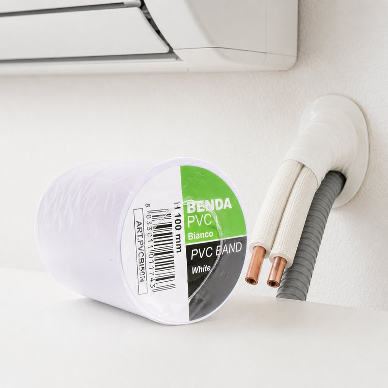 Banda matisat aer conditionat PVC alba neadeziva Facot, latime 10 cm x 25 m, PVCBI25N 2