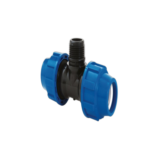 Teu compresiune PeHD 20x1/2x20 FE, filet exterior Poliext - Prompt Service