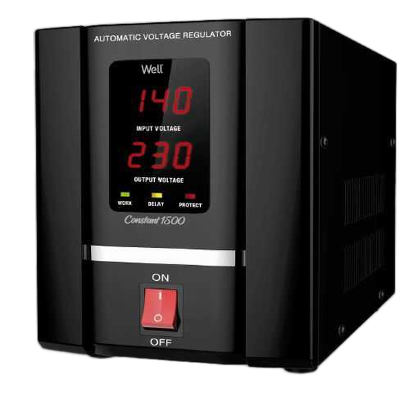 Stabilizator automat de tensiune cu servomotor Well 1500VA, AVR-SRV-CONSTANT1500-WL, Protectie la Tensiune - Prompt Service