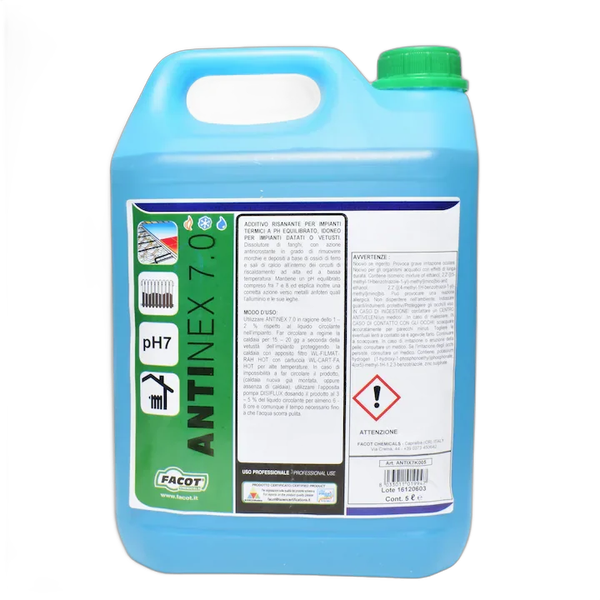 Solutie pentru curatat instalatie incalzire, radiatoare, pardoseala Facot ANTINEX 7.0, 5 Litri - Prompt Service