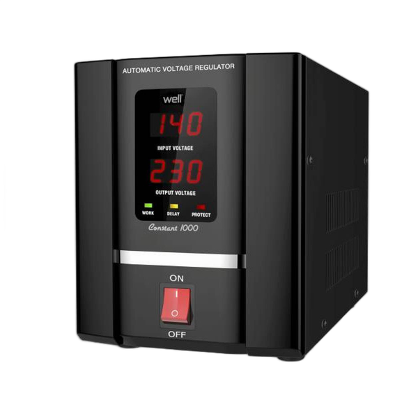 Stabilizator automat de tensiune cu servomotor Well 1000VA, AVR-SRV-CONSTANT1000-WL, Protectie la Tensiune - Prompt Service