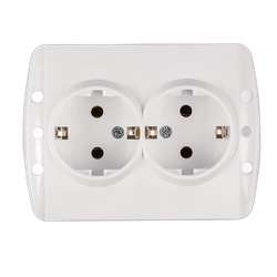 Priza dubla CP ST Elbi Zirve 16A, fara ornamente, IP 20, montaj incastrat, EL0000066, alb