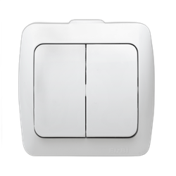 Intrerupator dublu aplicat Elbi Zirve 10A, EL0000448, alb